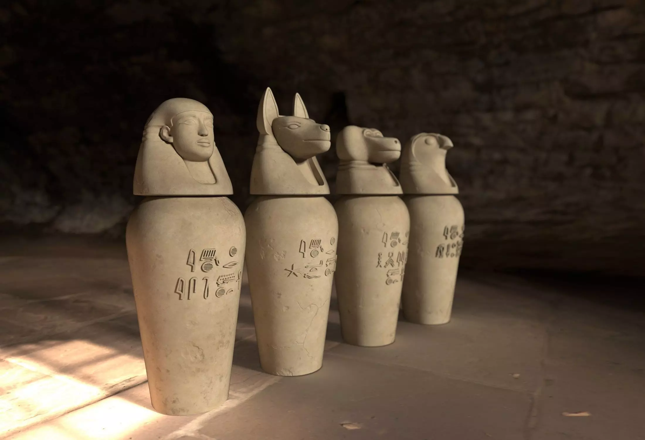Canopic Jars 3D model_0