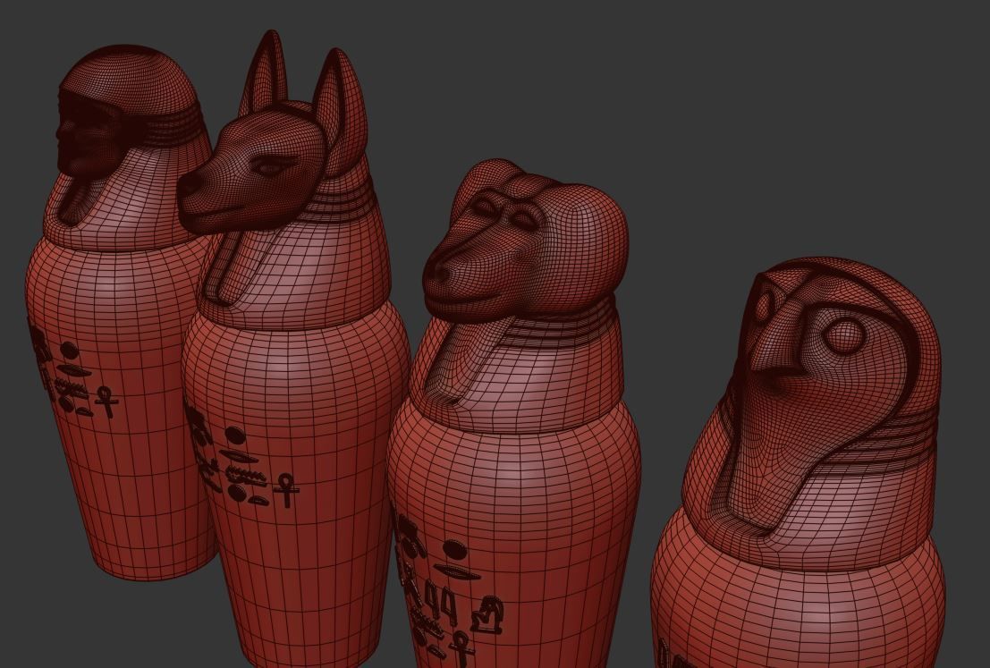 Canopic Jars 3D model_9
