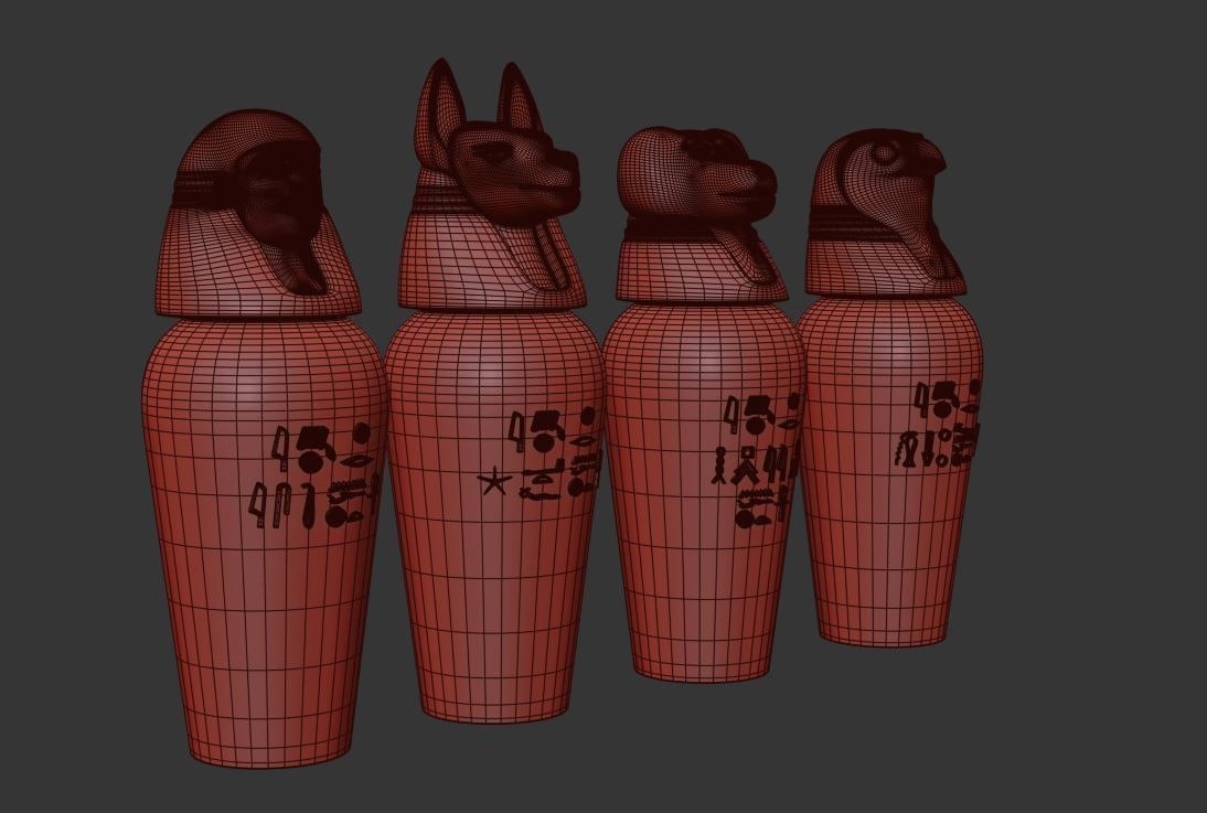 Canopic Jars 3D model_6