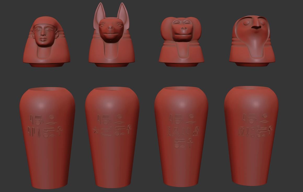 Canopic Jars 3D model_14