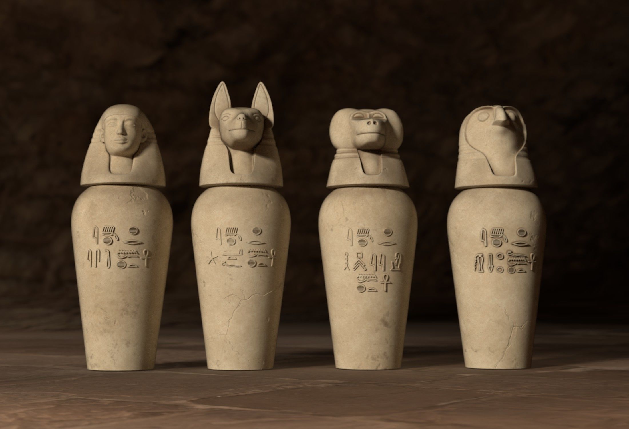 Canopic Jars 3D model_2