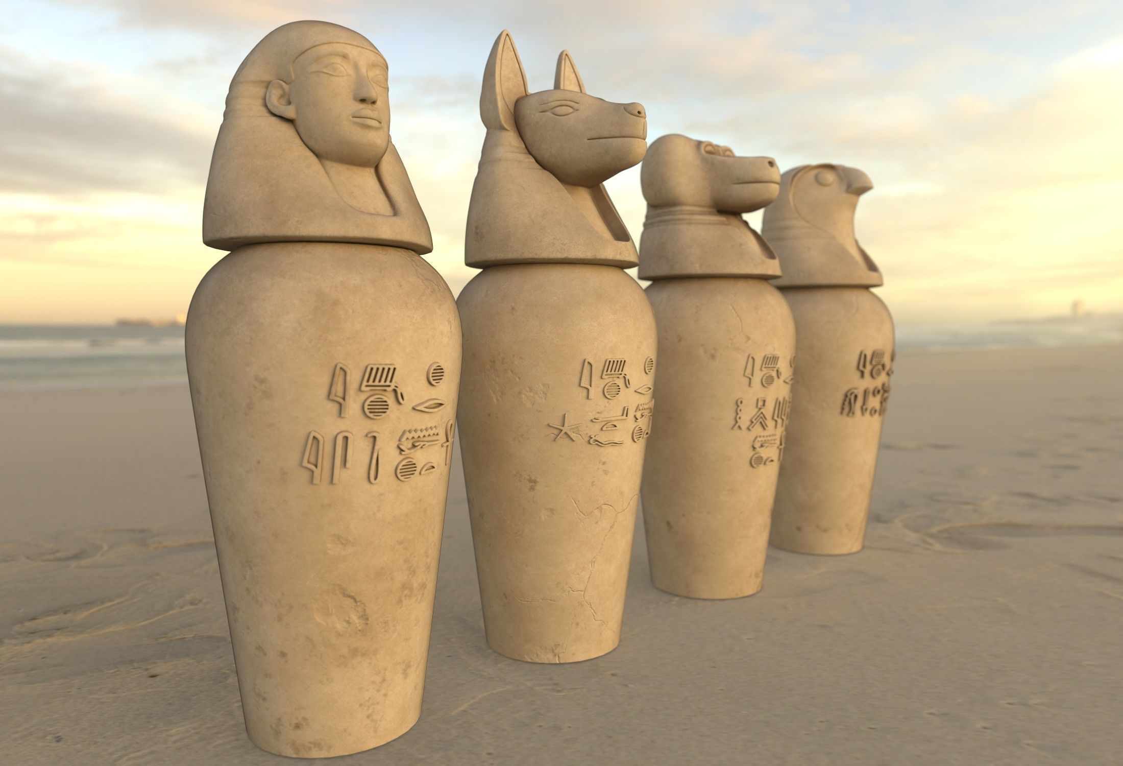 Canopic Jars 3D model_4