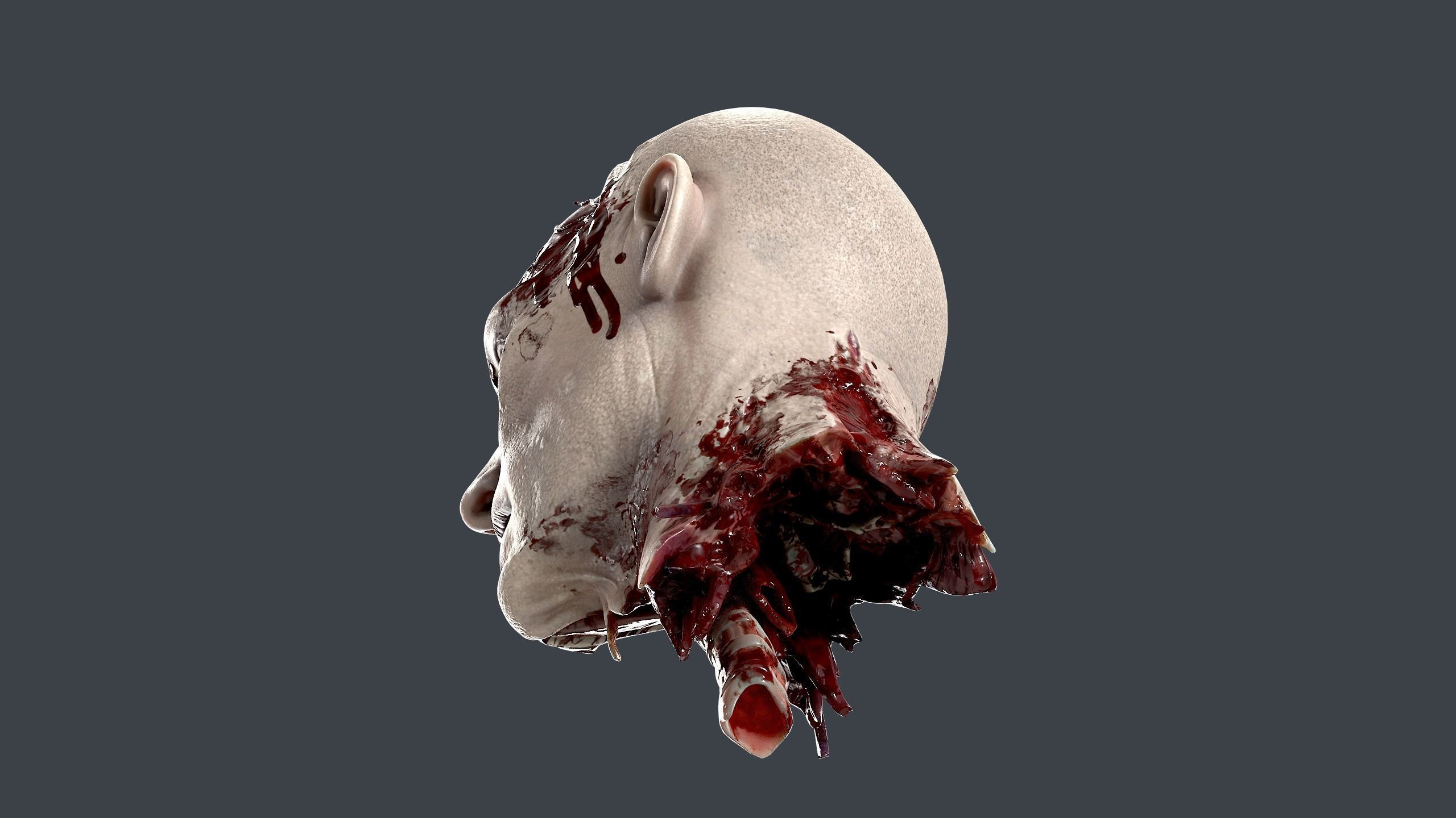 Severed Head 2 Low-poly 3D model_9