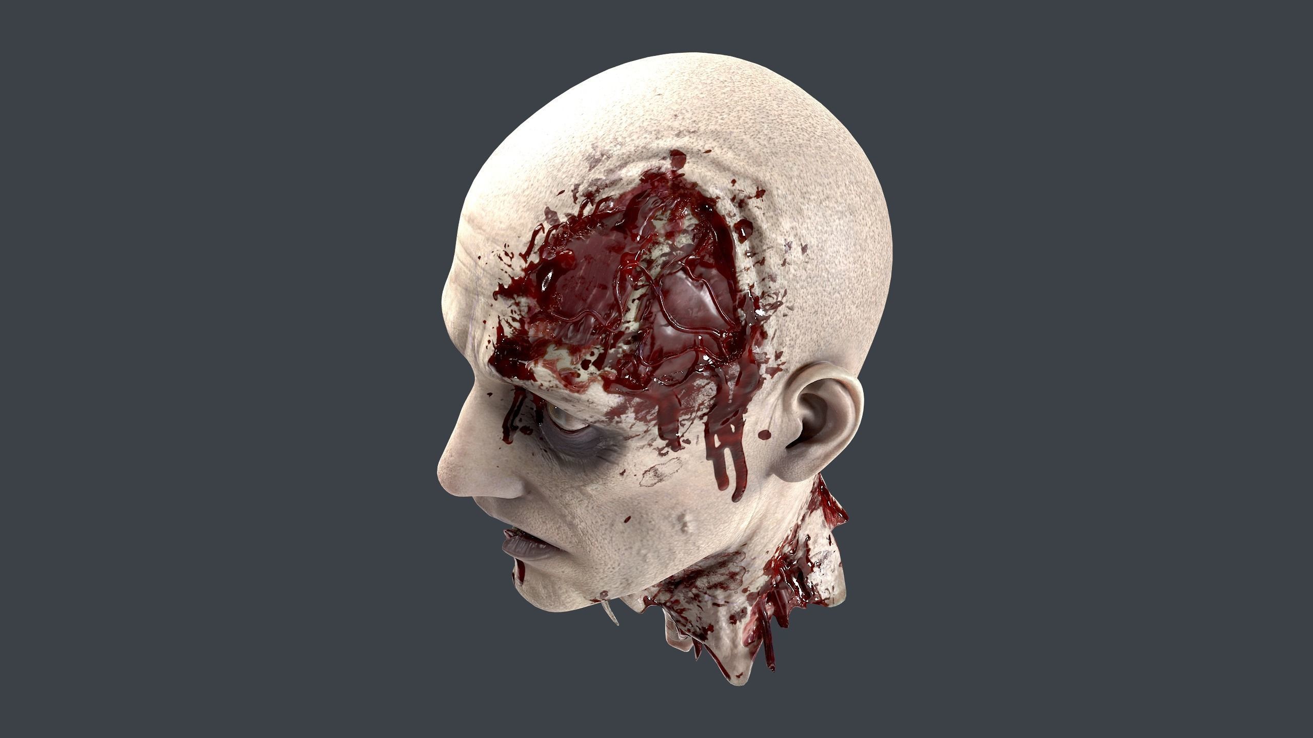 Severed Head 2 Low-poly 3D model_10