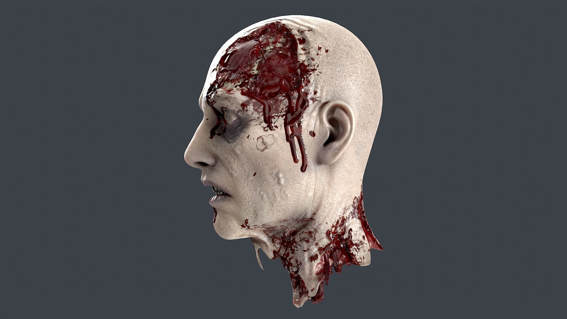 Severed Head 2 Low-poly 3D model_4