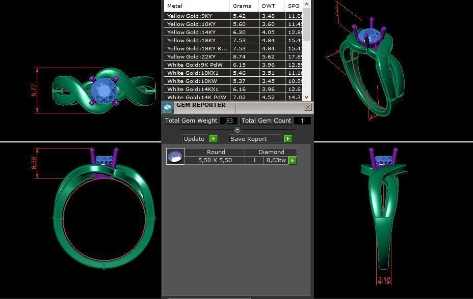 solitaire with ring sizes  8 part S101 3D print model_12