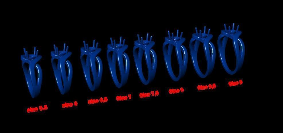 solitaire with ring sizes  8 part S101 3D print model_13