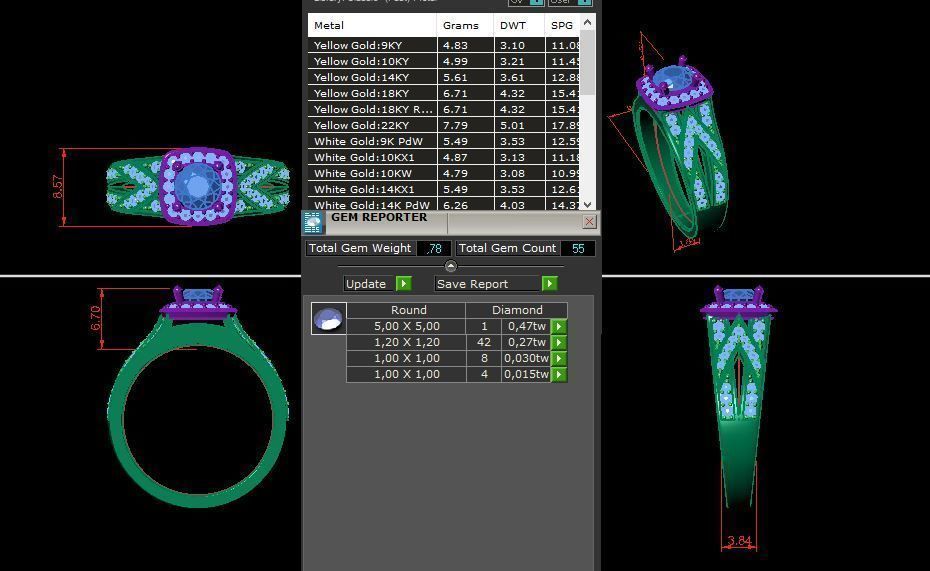 solitaire with ring sizes  8 part S102 3D print model_12