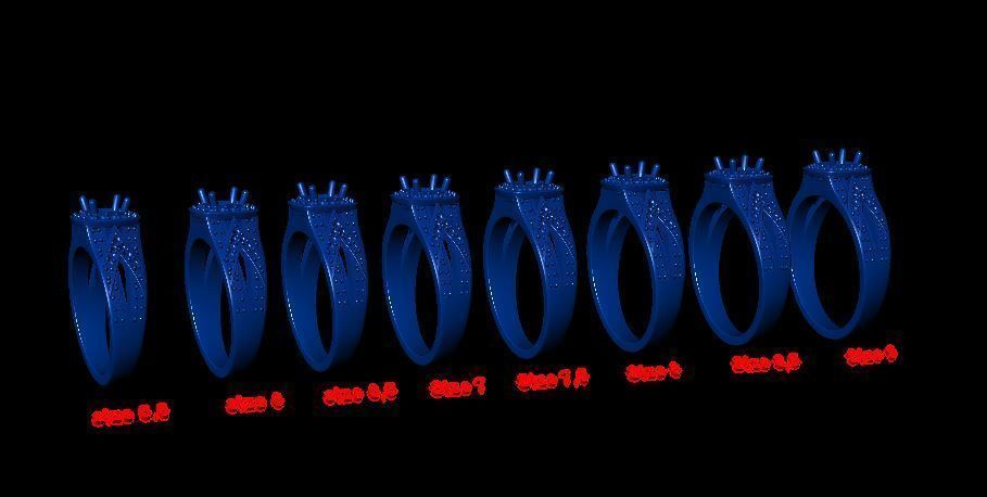 solitaire with ring sizes  8 part S102 3D print model_13