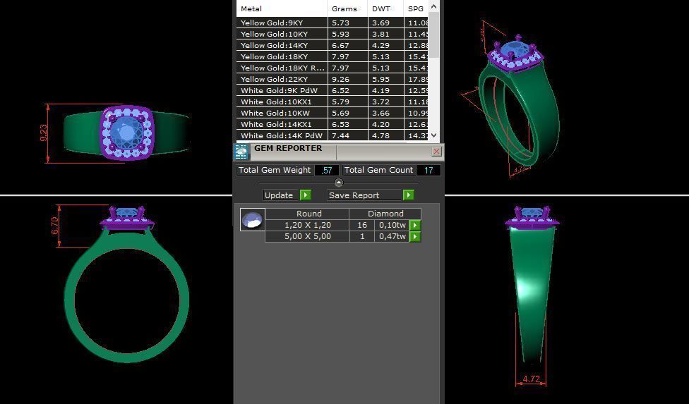 solitaire with ring sizes  8 part S103 3D print model_12