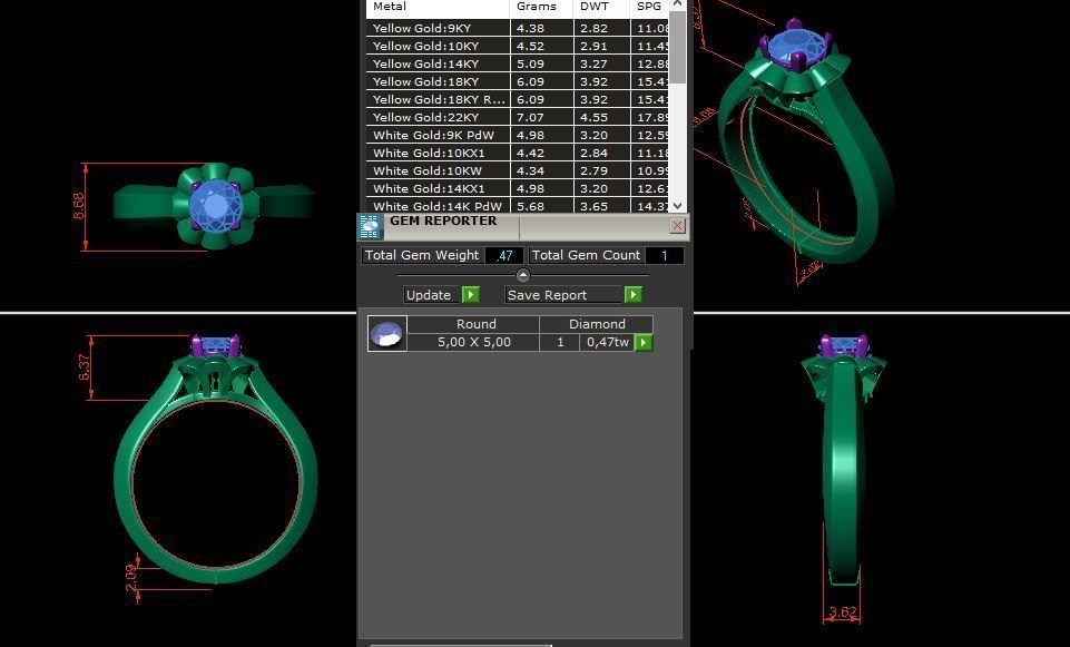 solitaire with ring sizes  8 part S104 3D print model_12