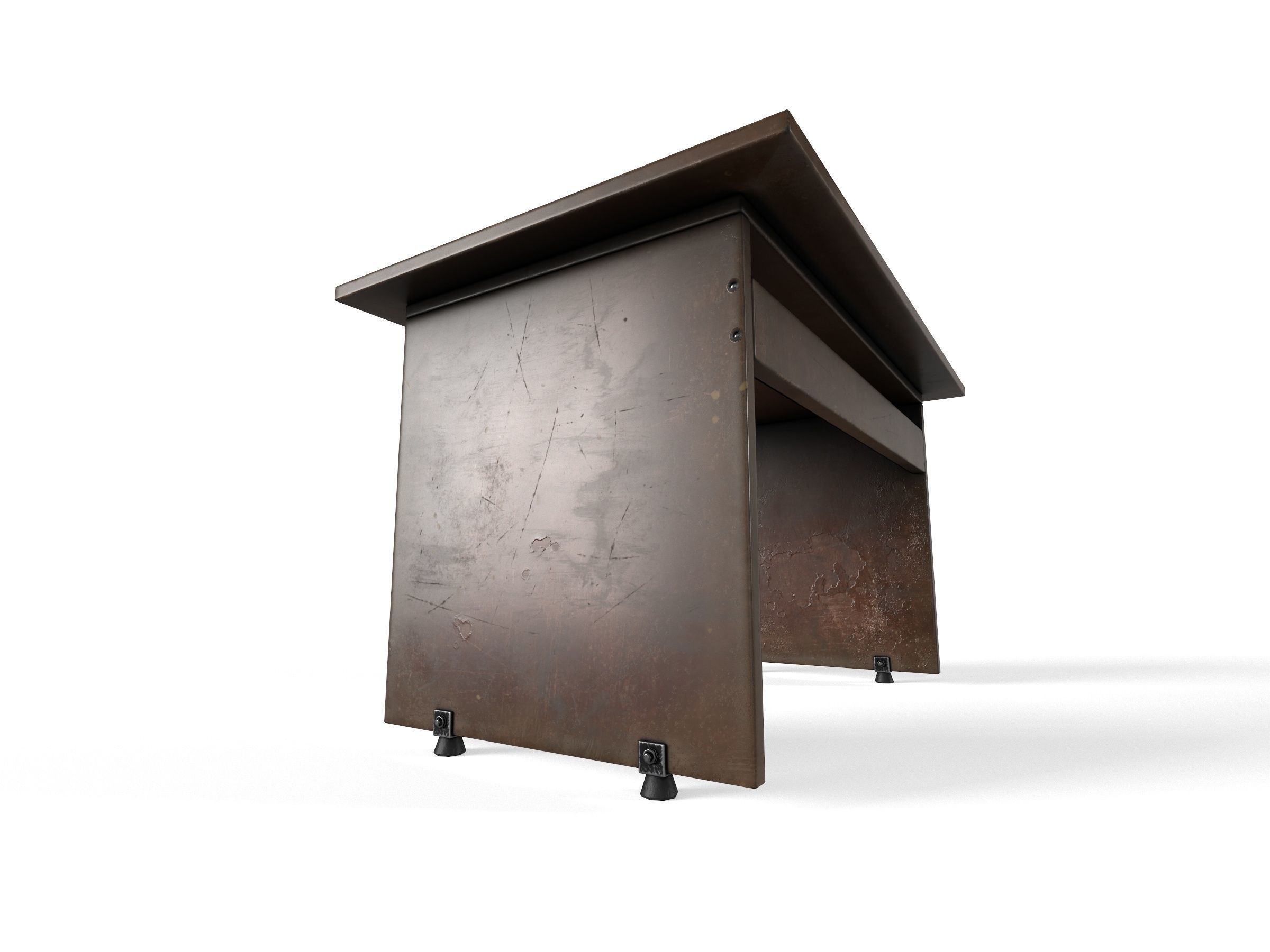 Old wooden desk  Free low-poly 3D model_5