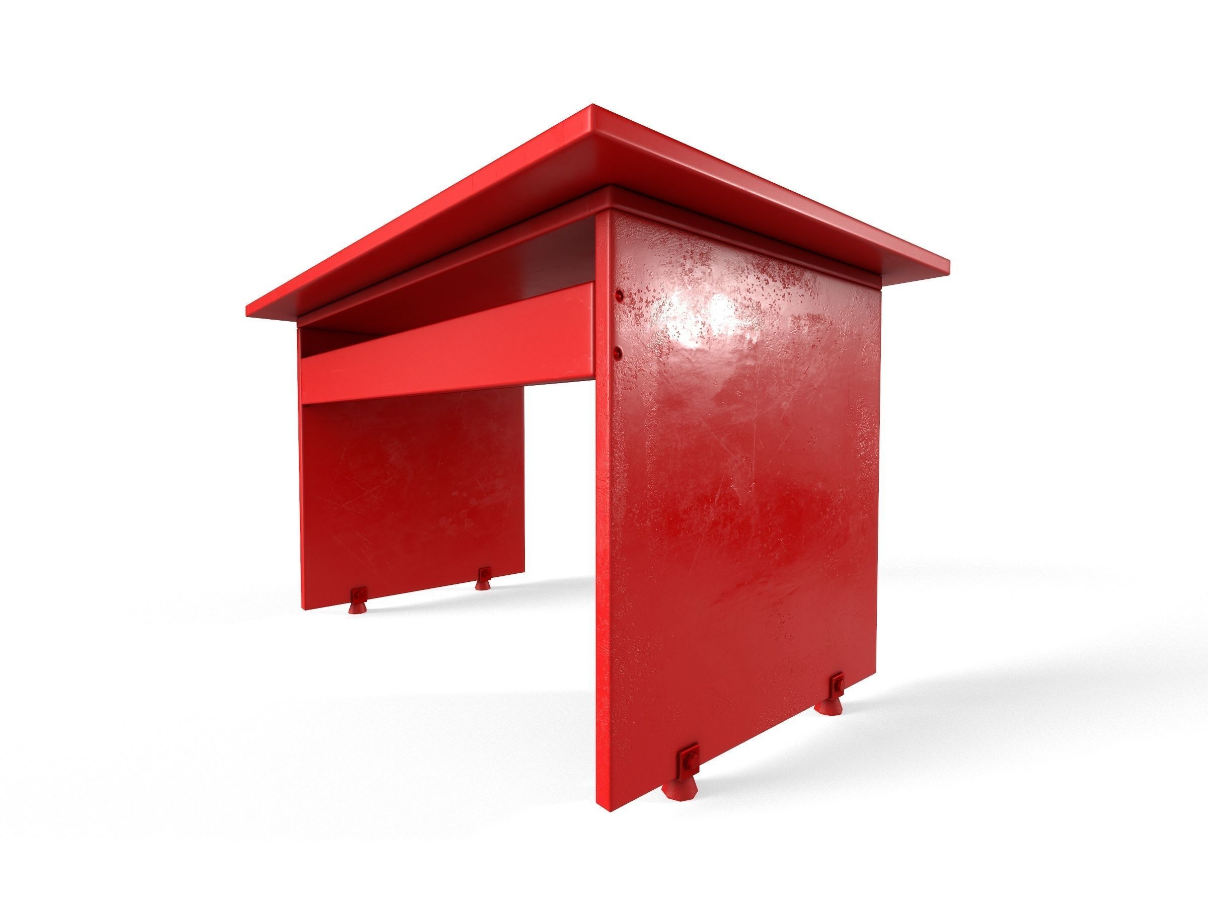 Old wooden desk  Free low-poly 3D model_12