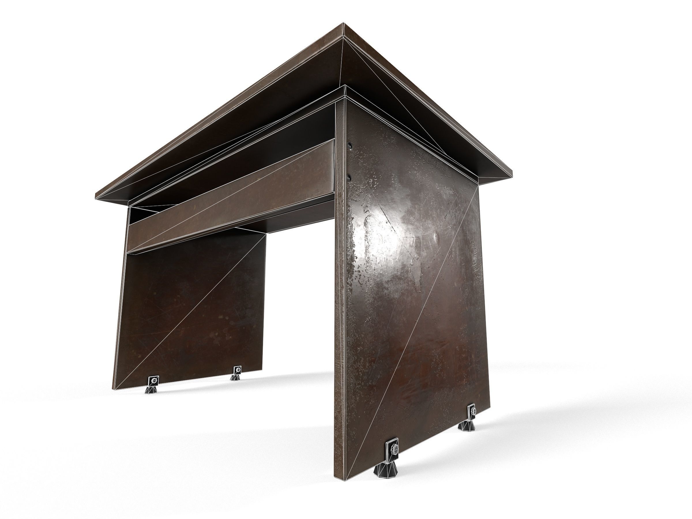 Old wooden desk  Free low-poly 3D model_10