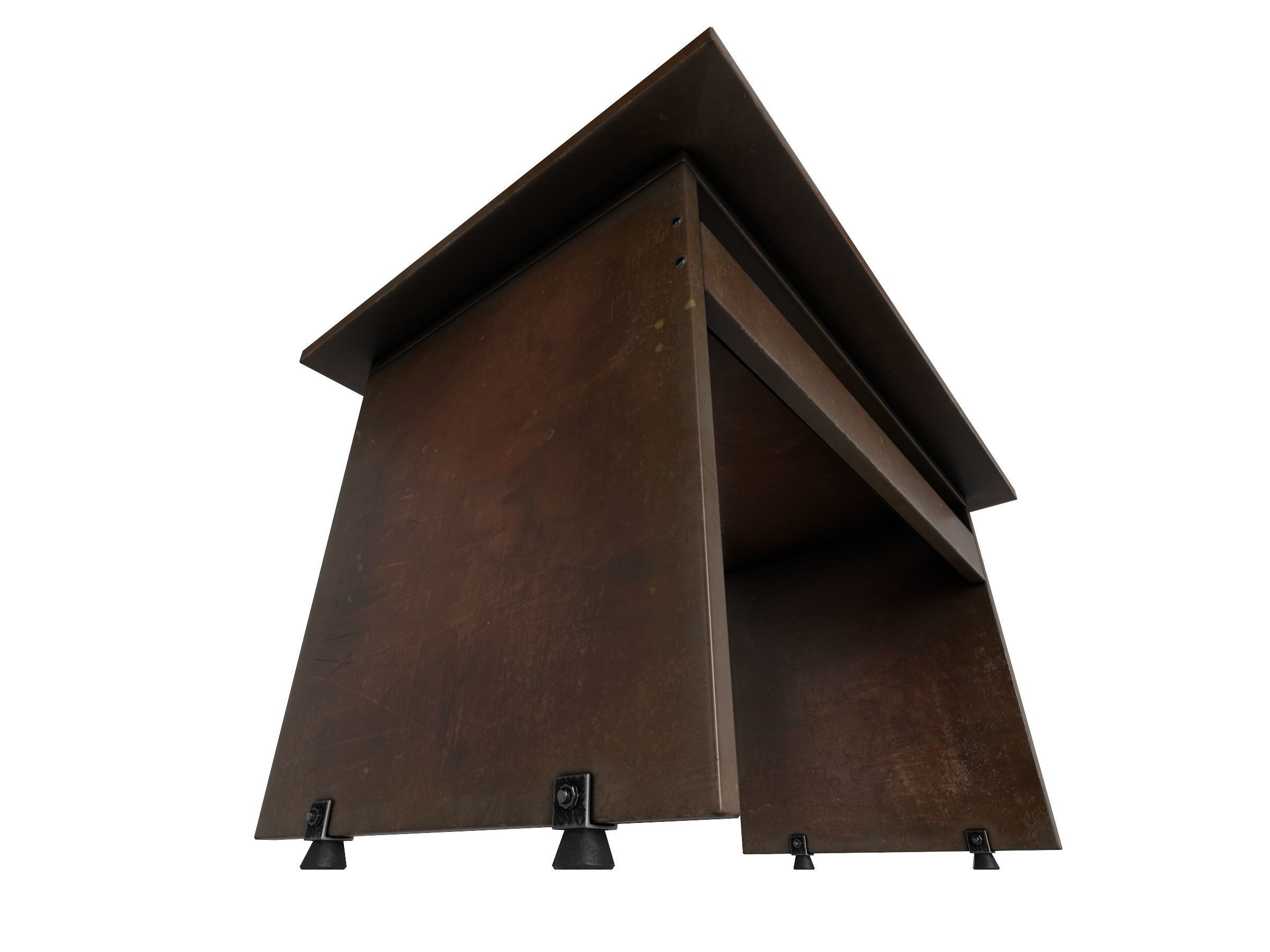 Old wooden desk  Free low-poly 3D model_8