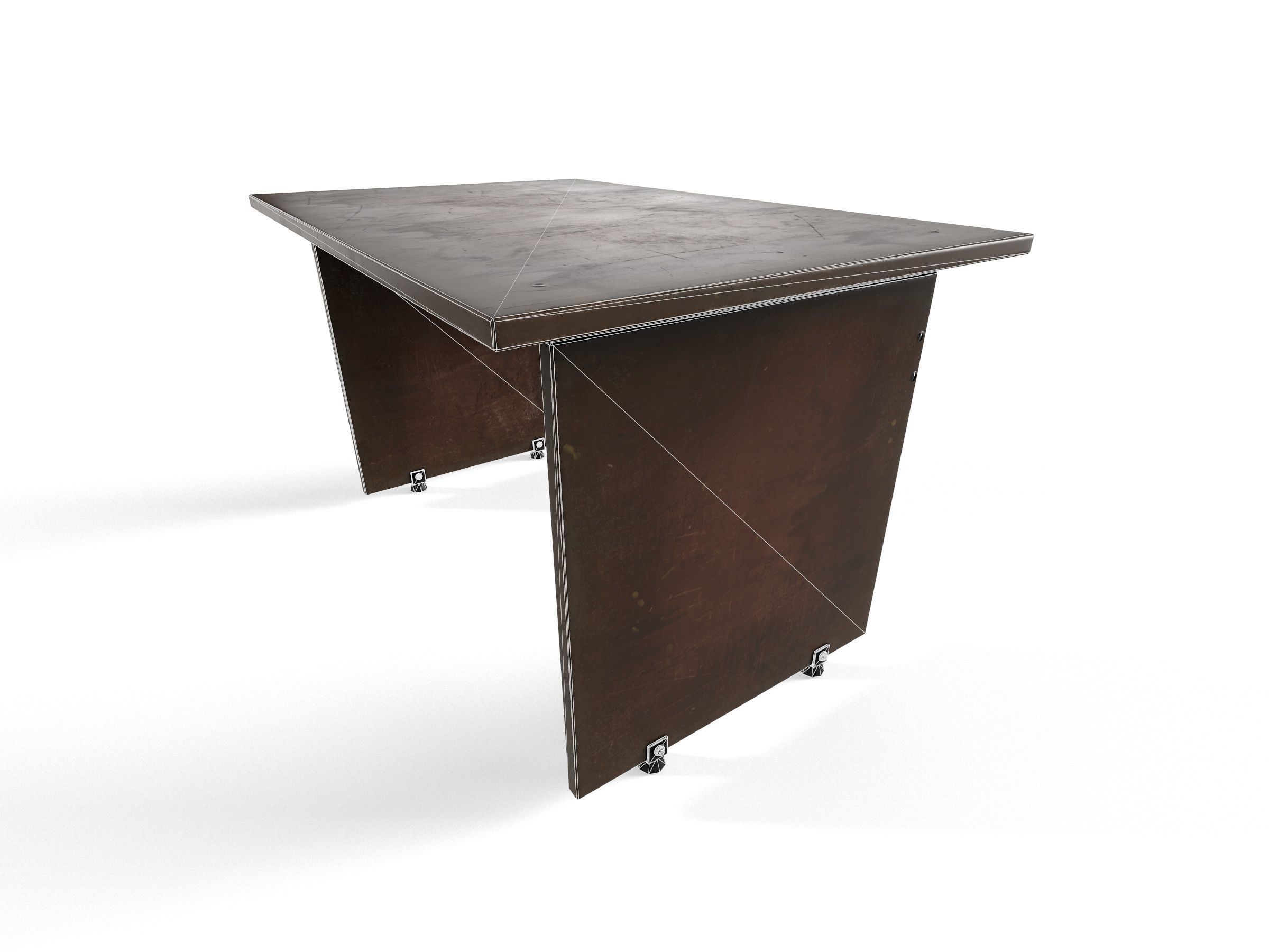 Old wooden desk  Free low-poly 3D model_9
