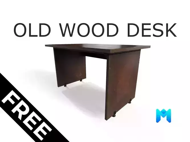 Old wooden desk  Free low-poly 3D model