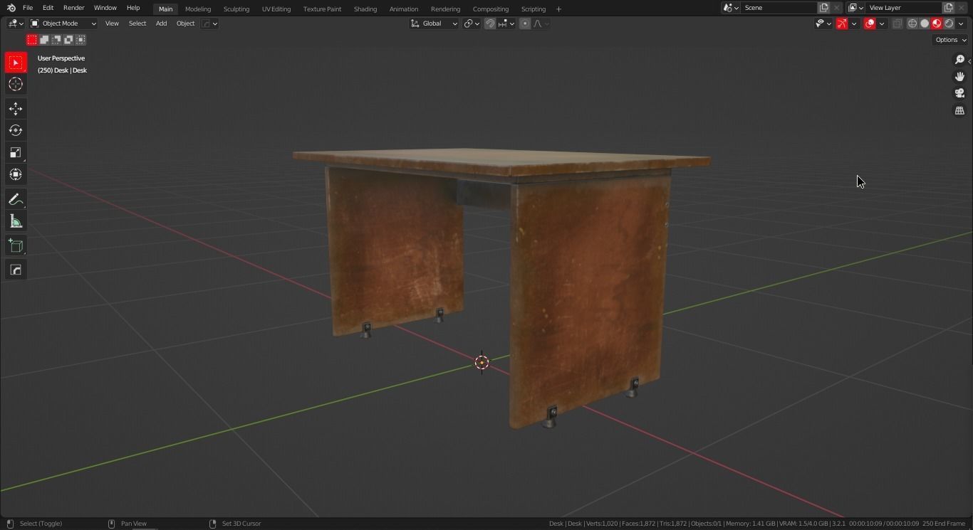 Old wooden desk  Free low-poly 3D model_13