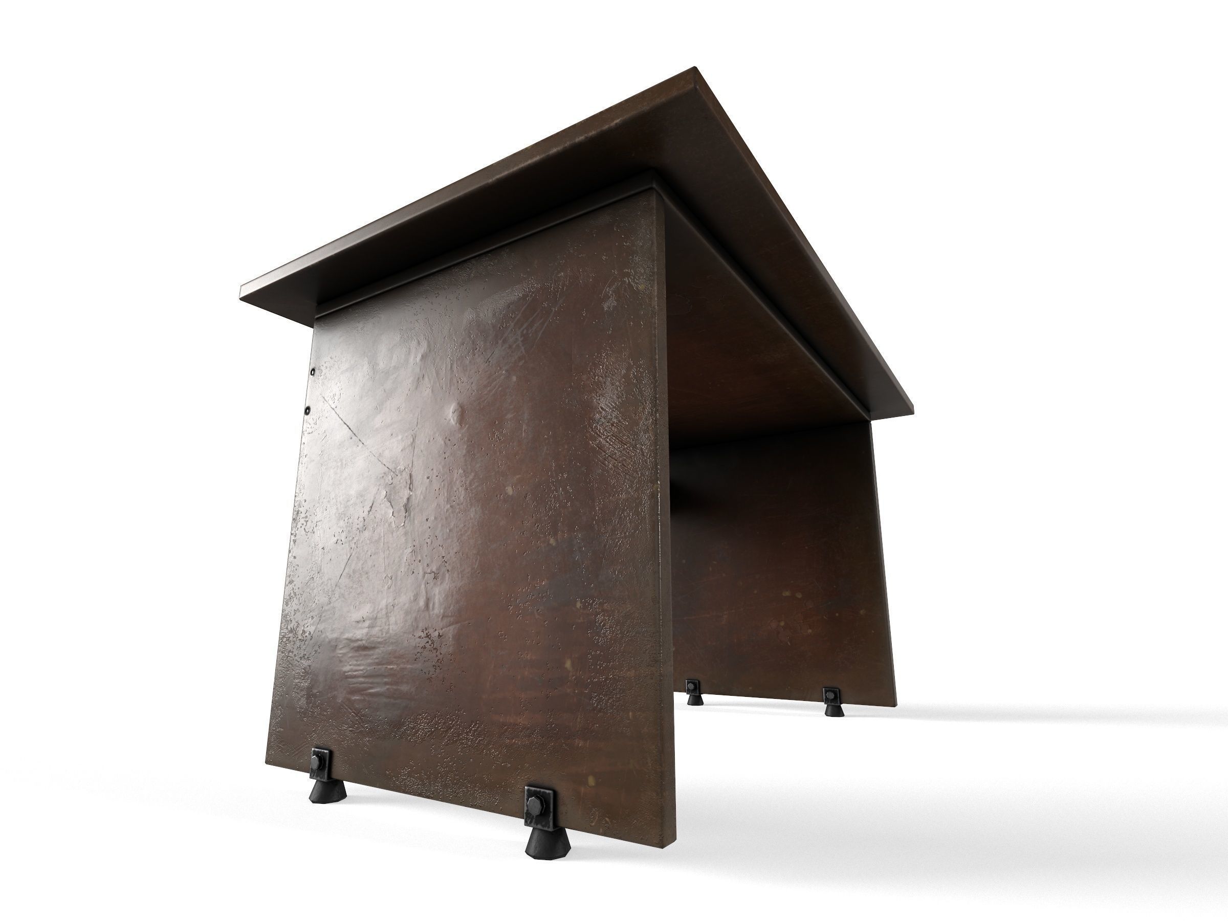 Old wooden desk  Free low-poly 3D model_4