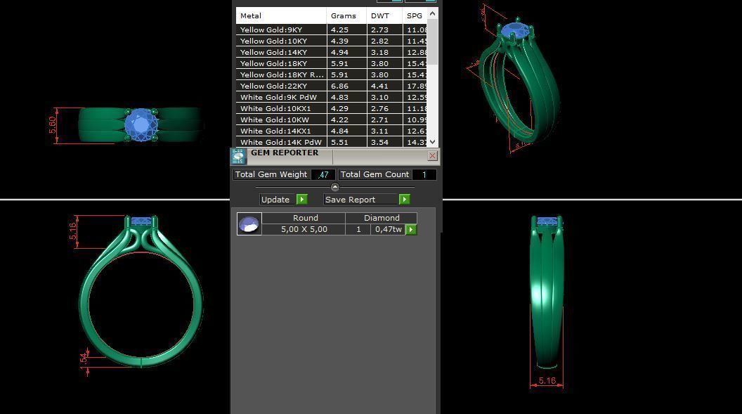 solitaire with ring sizes  8 part S105 3D print model_12