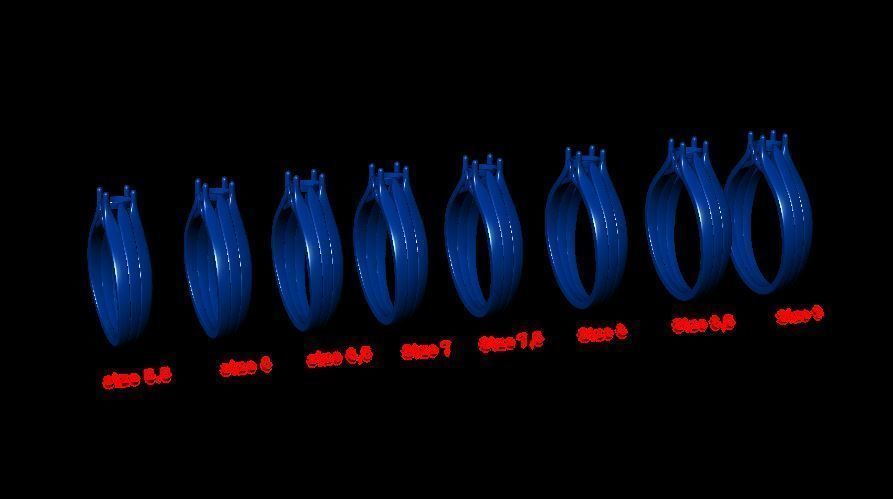 solitaire with ring sizes  8 part S105 3D print model_13