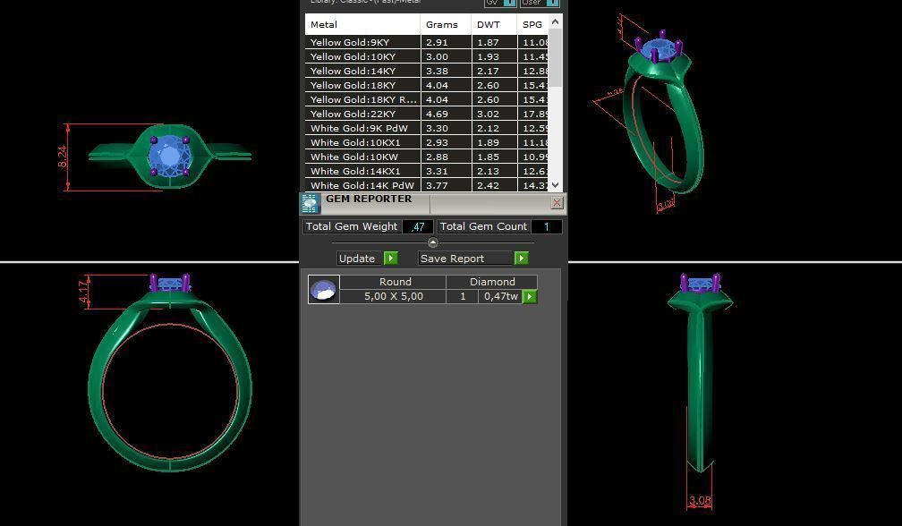solitaire with ring sizes  8 part S106 3D print model_12