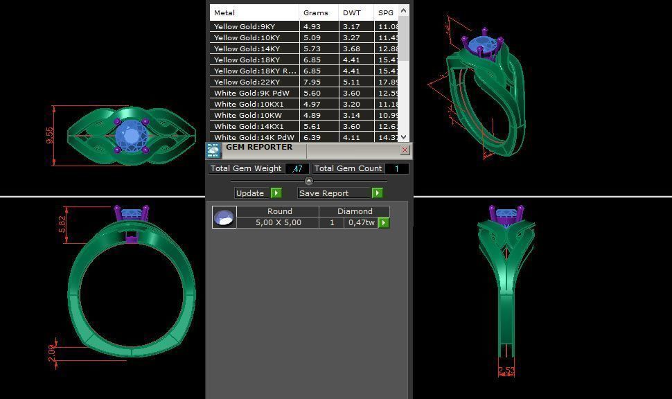 solitaire with ring sizes  8 part S107 3D print model_7