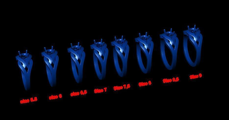 solitaire with ring sizes  8 part S107 3D print model_3