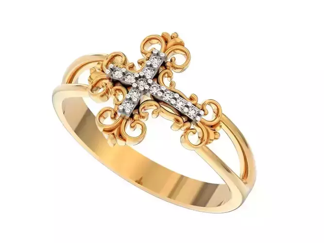 Diamond Sideways Cross Ring 359