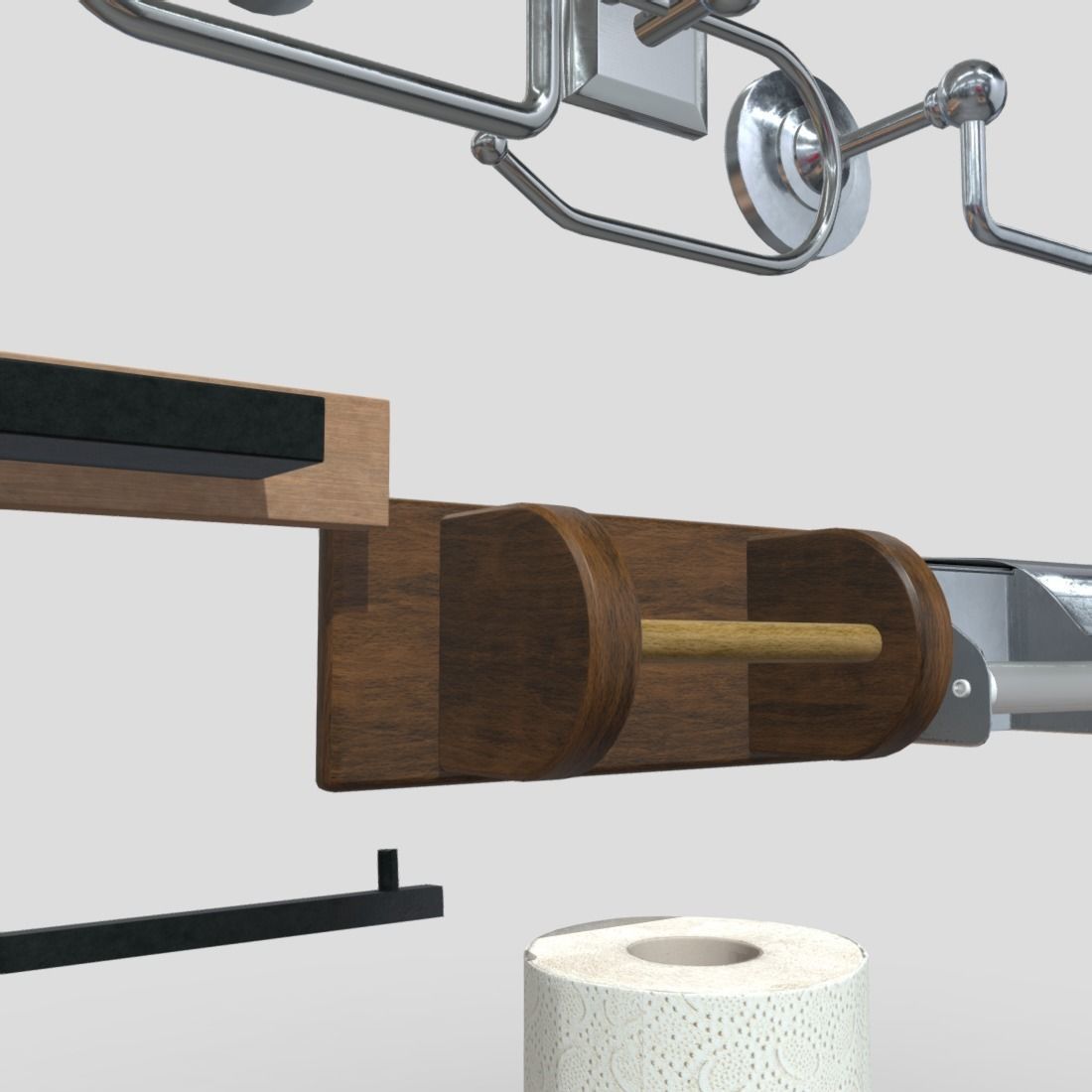 Toilet Roll Holder Pack Low-poly 3D model_12