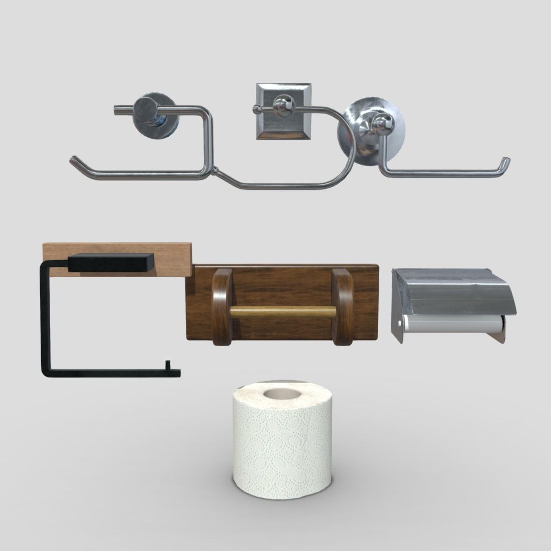 Toilet Roll Holder Pack Low-poly 3D model_2