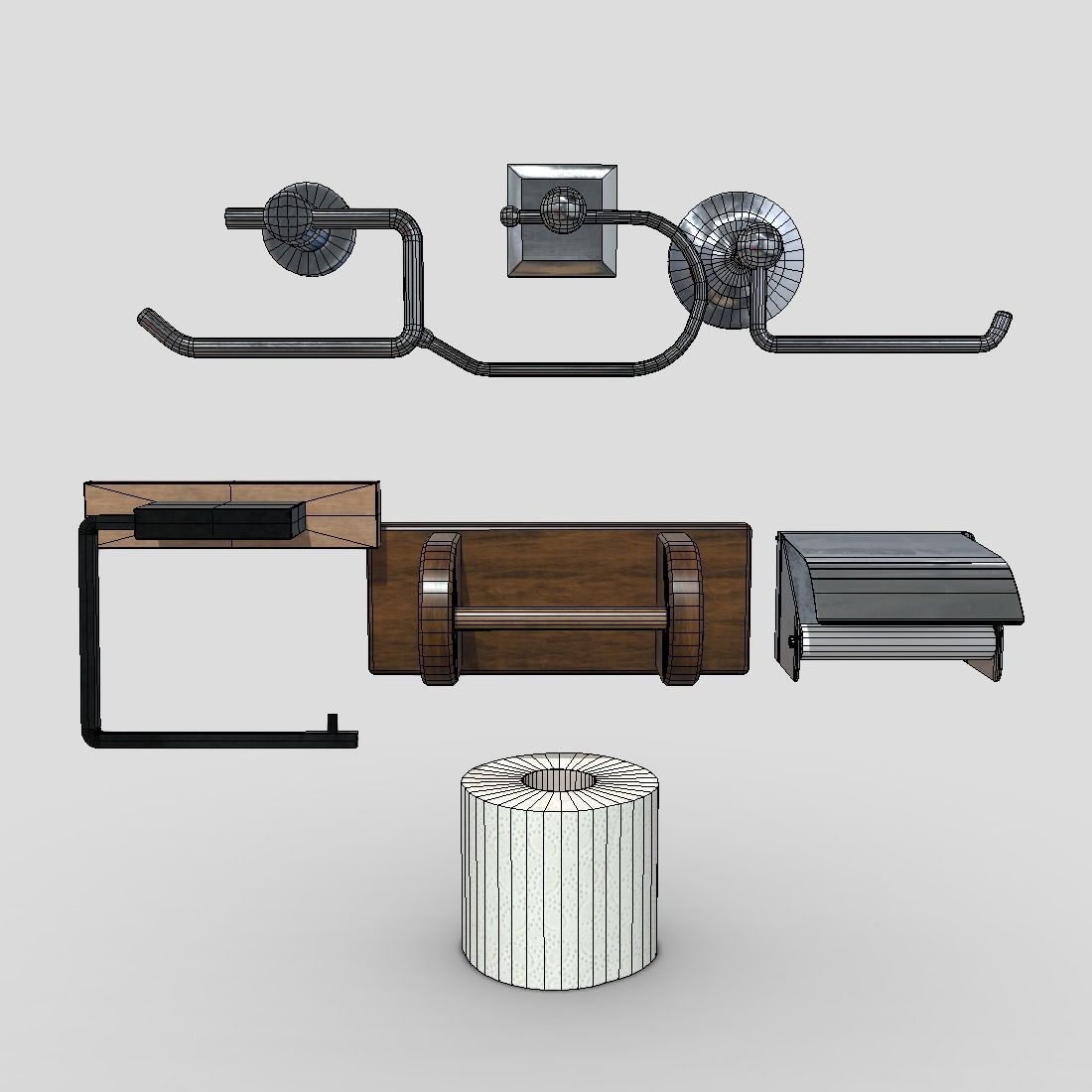 Toilet Roll Holder Pack Low-poly 3D model_3