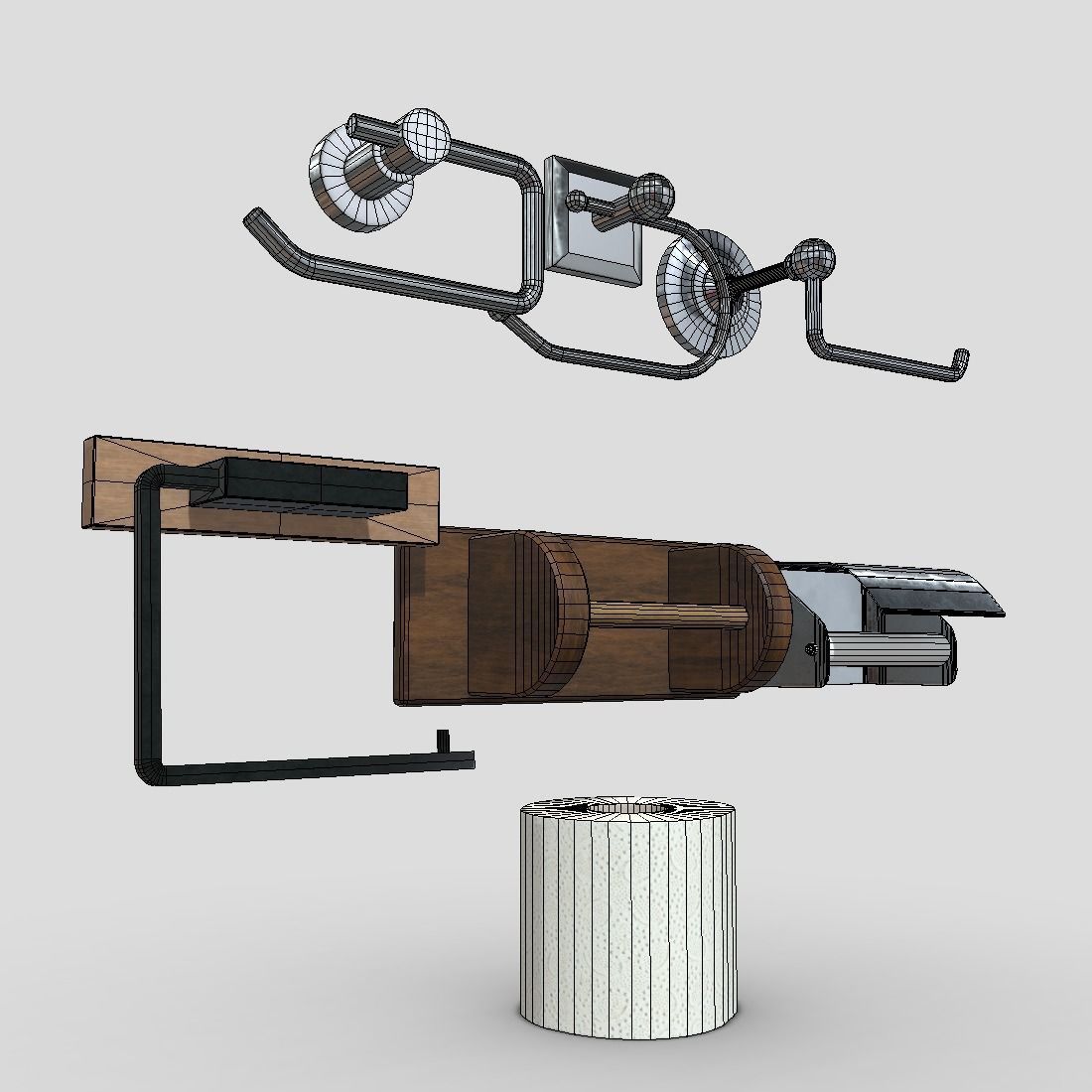 Toilet Roll Holder Pack Low-poly 3D model_11