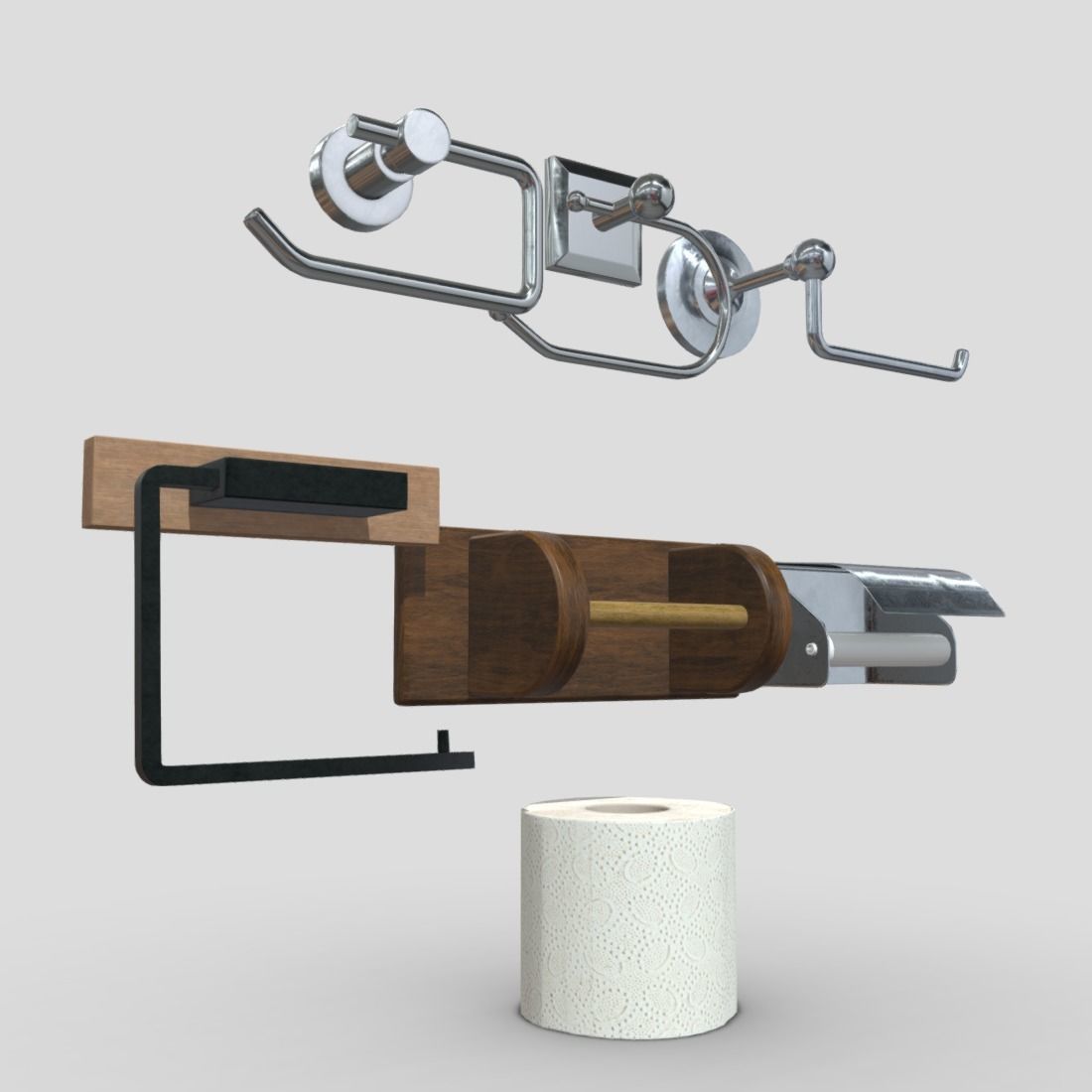 Toilet Roll Holder Pack Low-poly 3D model_10