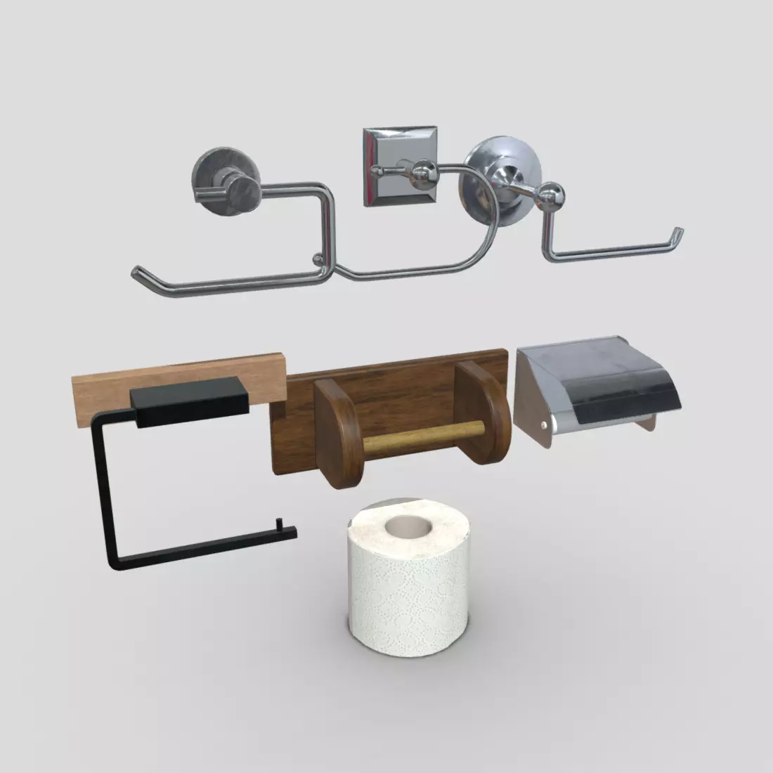 Toilet Roll Holder Pack Low-poly 3D model_0