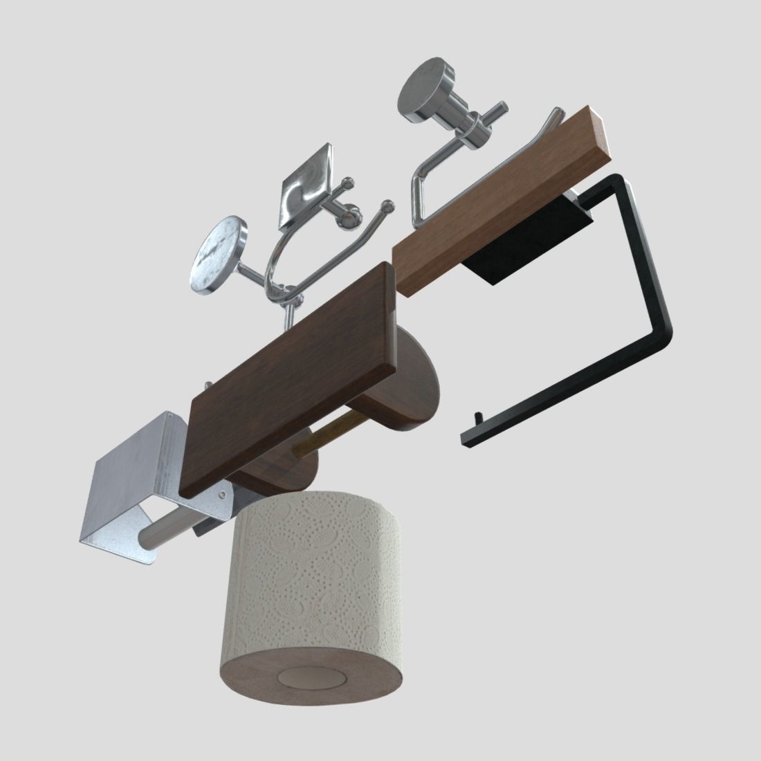 Toilet Roll Holder Pack Low-poly 3D model_8