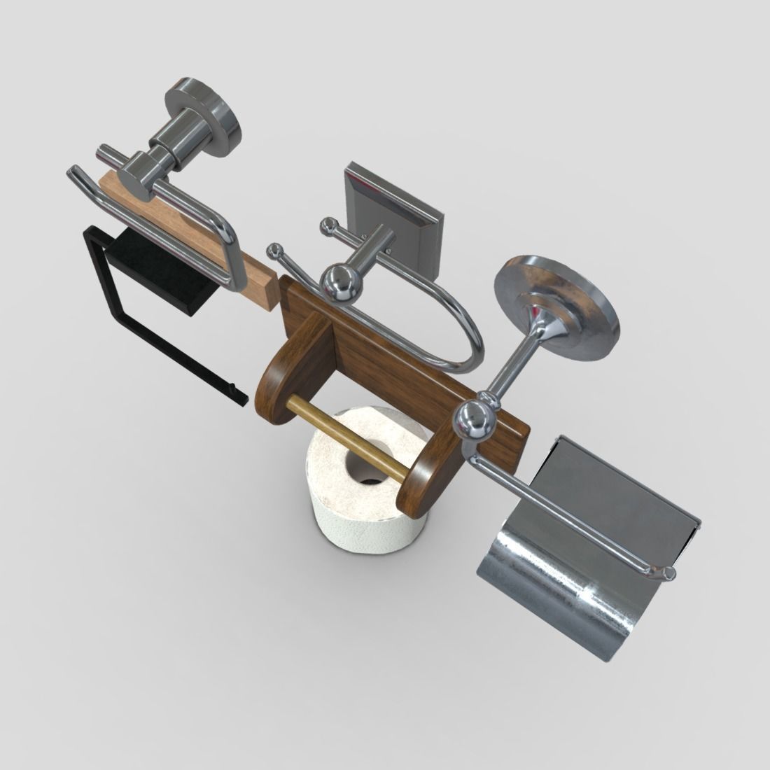 Toilet Roll Holder Pack Low-poly 3D model_6
