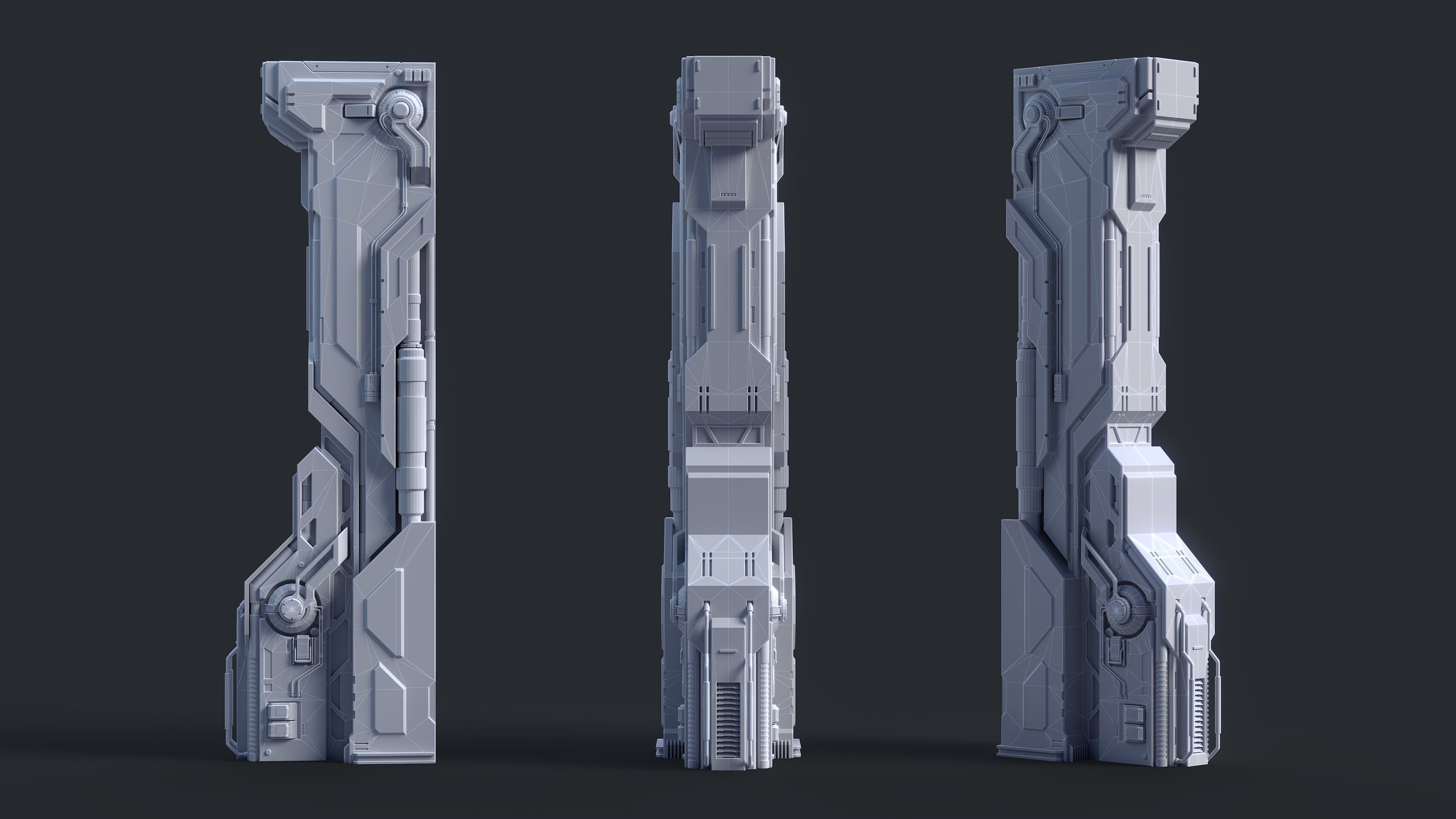 Sci-Fi Parts Kit Pack Vol 02 Column-PBR Low-poly 3D model_5