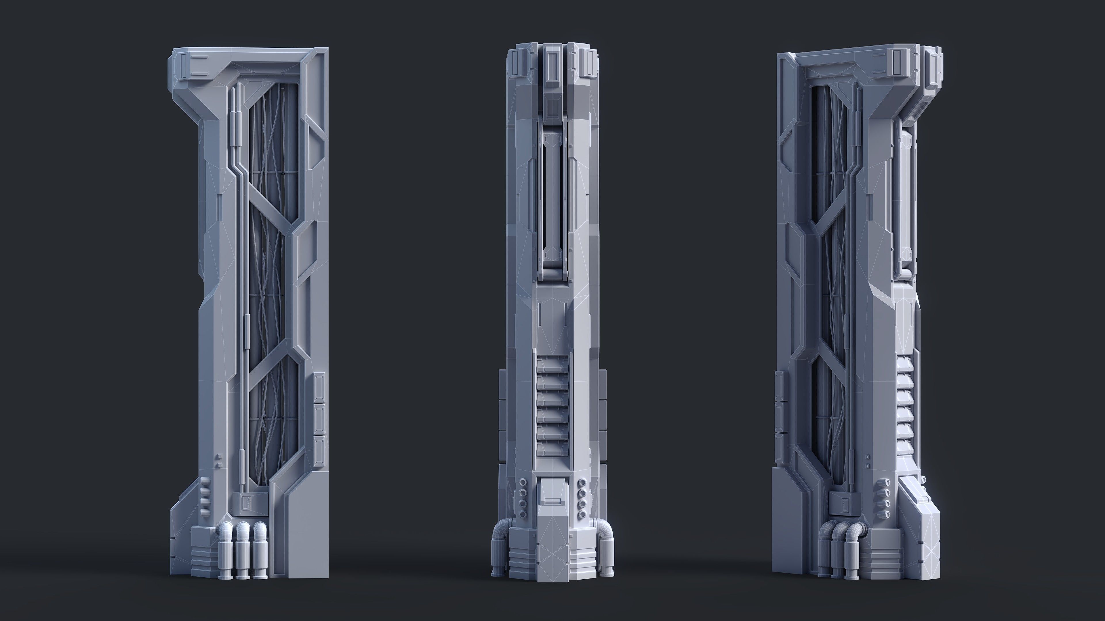 Sci-Fi Parts Kit Pack Vol 02 Column-PBR Low-poly 3D model_11