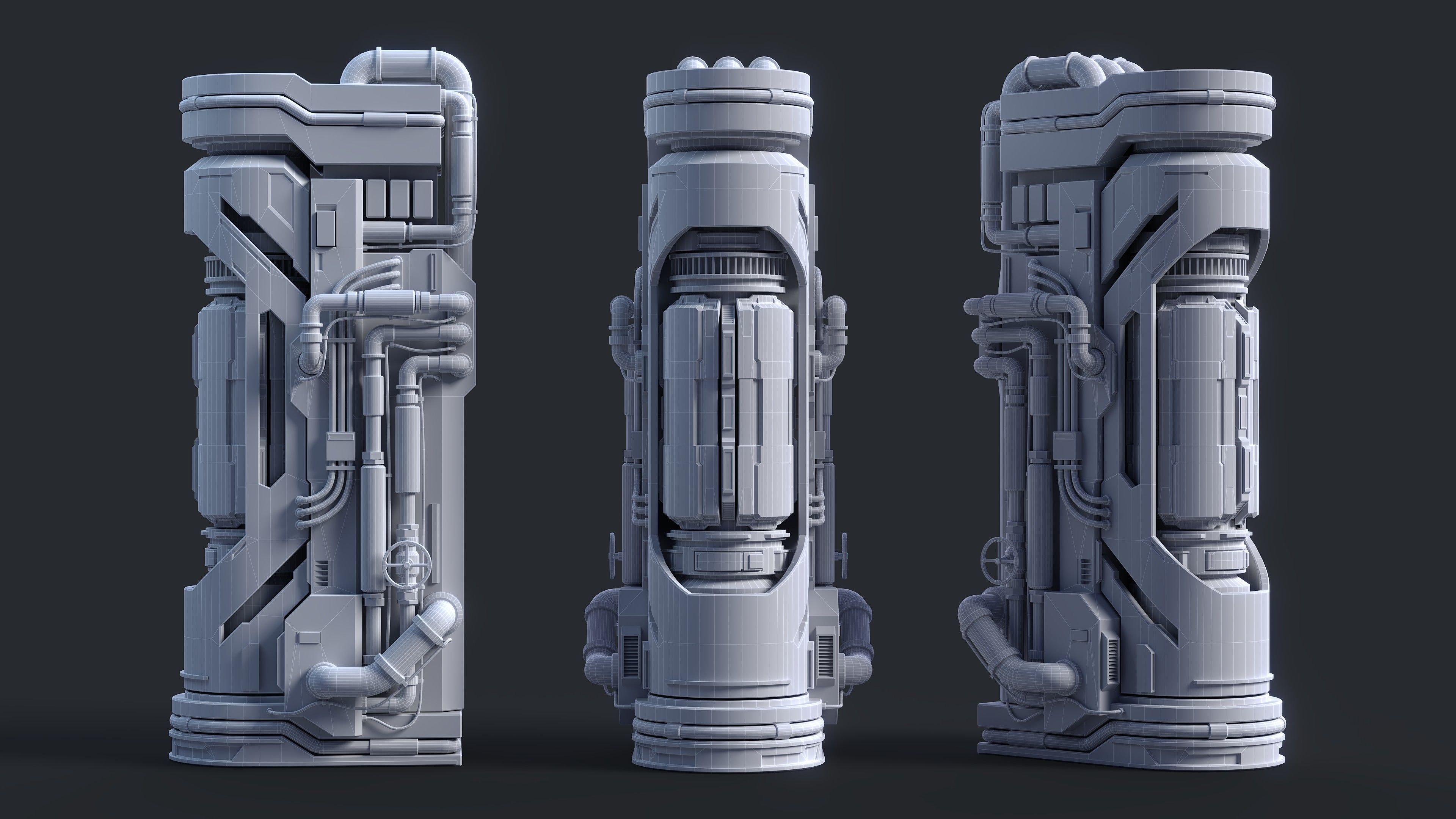 Sci-Fi Parts Kit Pack Vol 02 Column-PBR Low-poly 3D model_35
