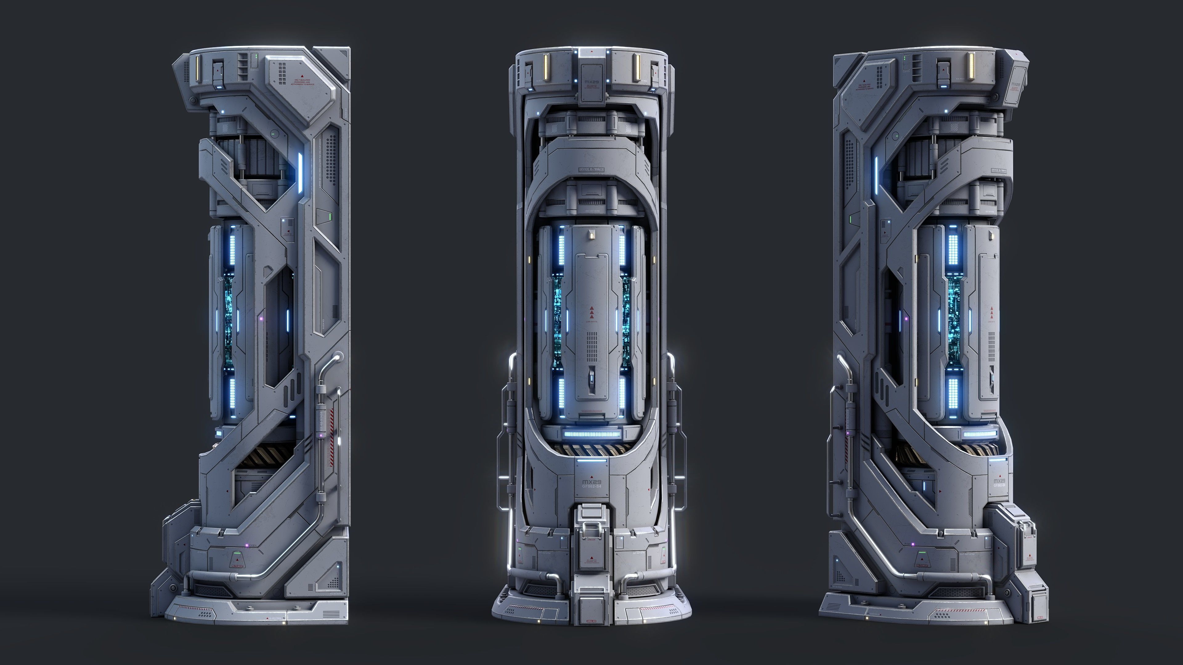 Sci-Fi Parts Kit Pack Vol 02 Column-PBR Low-poly 3D model_28