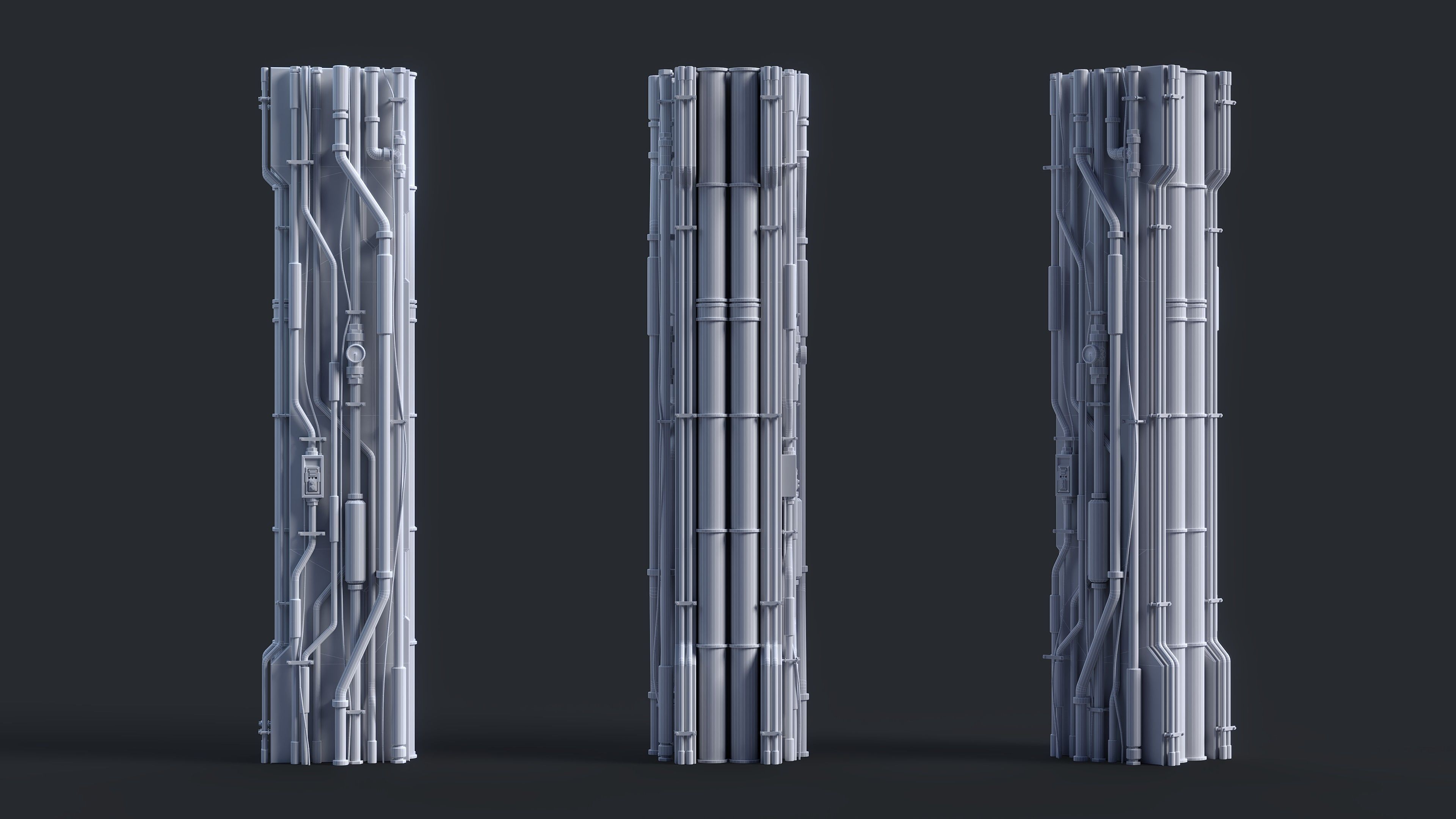 Sci-Fi Parts Kit Pack Vol 02 Column-PBR Low-poly 3D model_17
