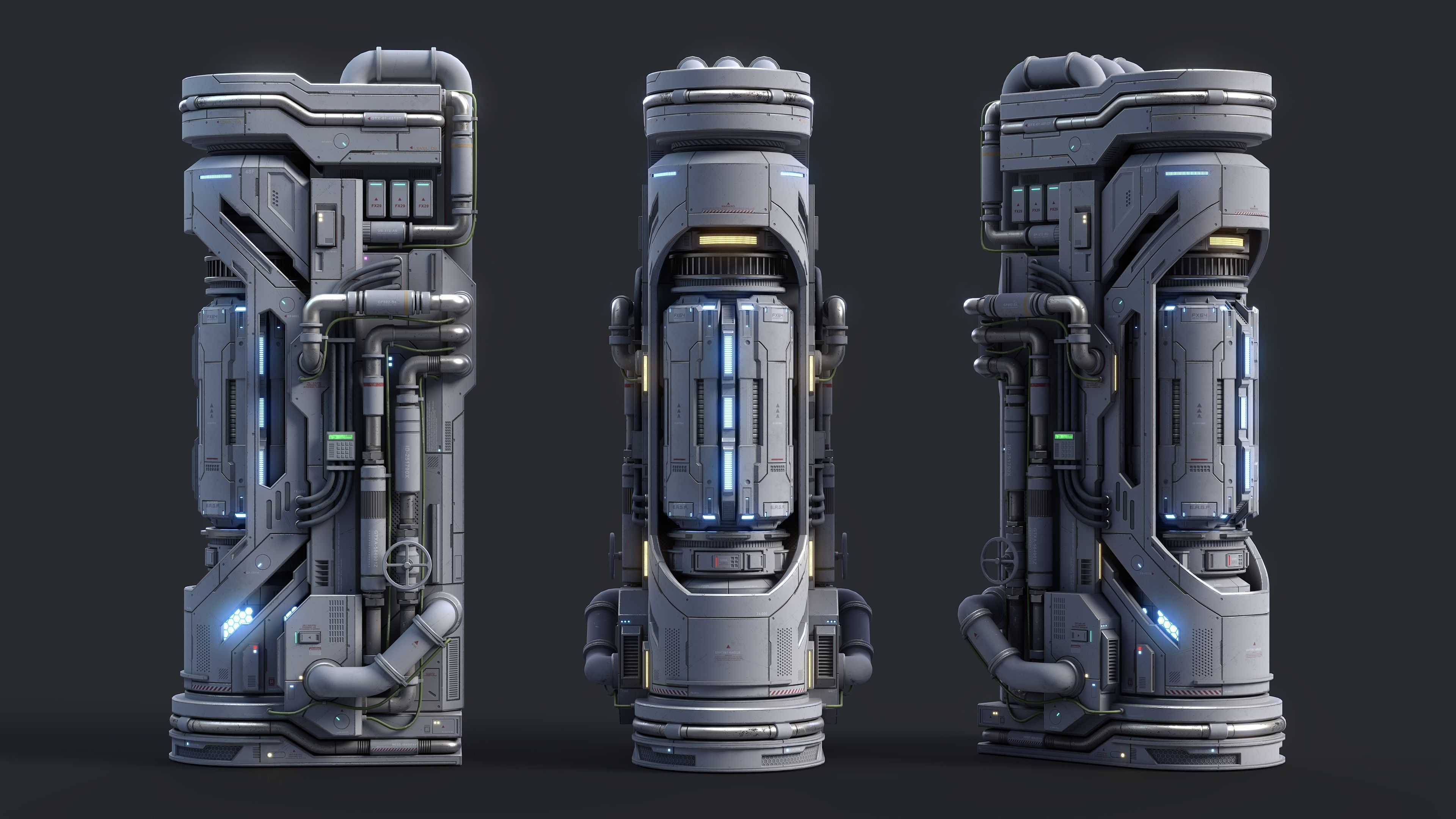 Sci-Fi Parts Kit Pack Vol 02 Column-PBR Low-poly 3D model_34