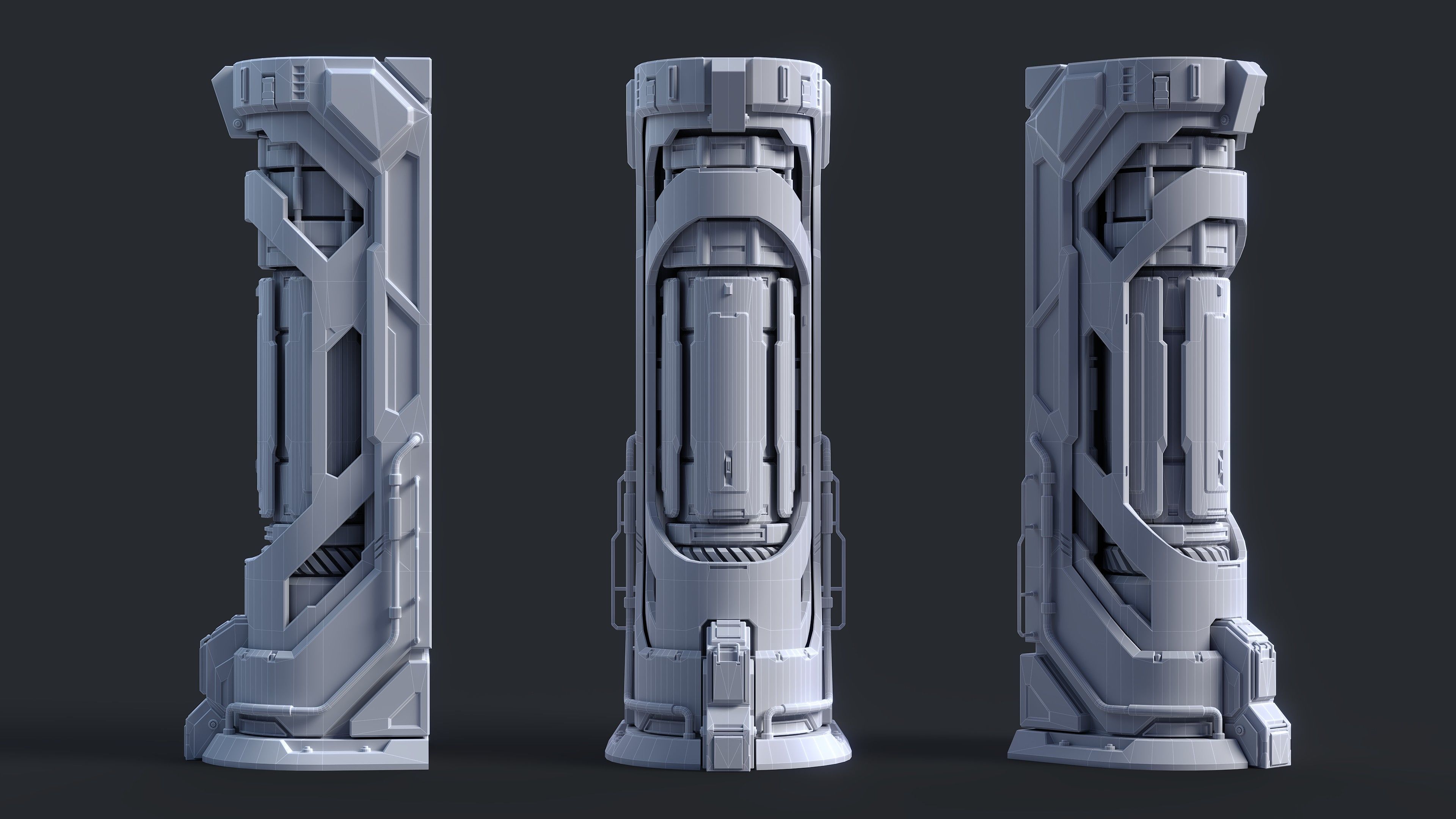 Sci-Fi Parts Kit Pack Vol 02 Column-PBR Low-poly 3D model_29