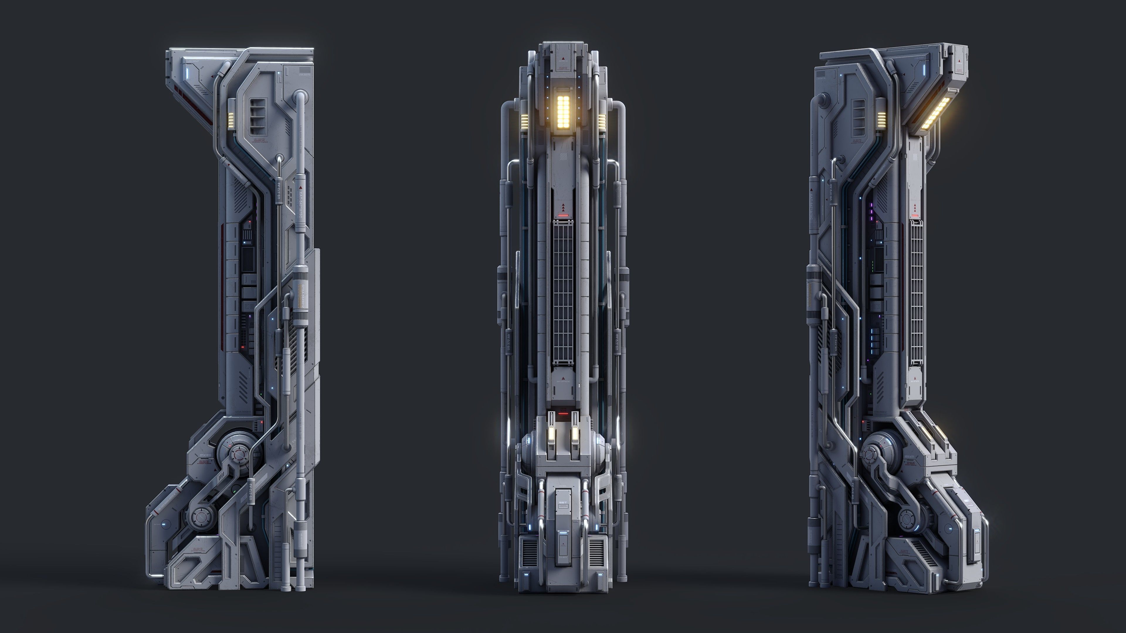 Sci-Fi Parts Kit Pack Vol 02 Column-PBR Low-poly 3D model_22