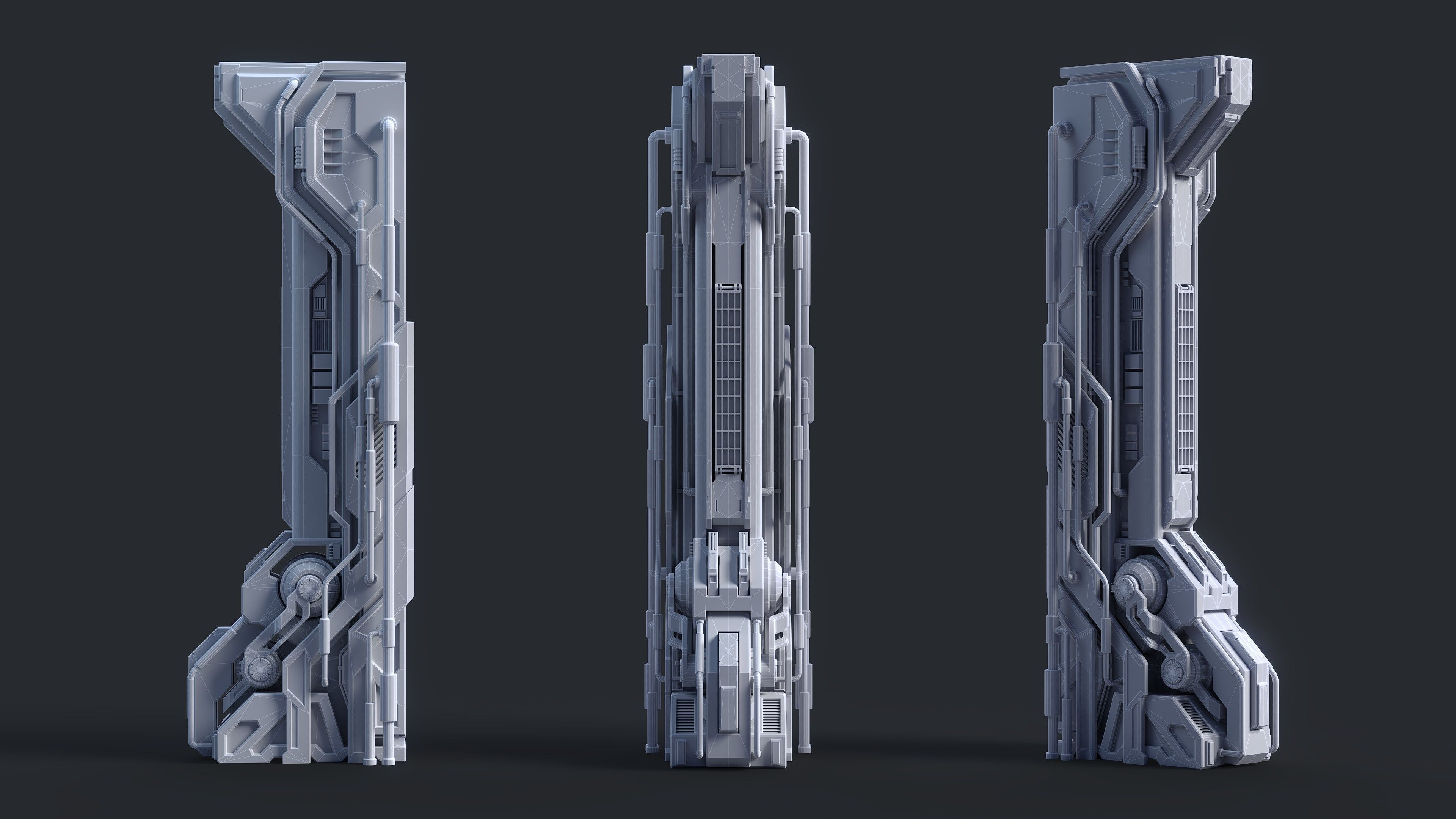 Sci-Fi Parts Kit Pack Vol 02 Column-PBR Low-poly 3D model_23