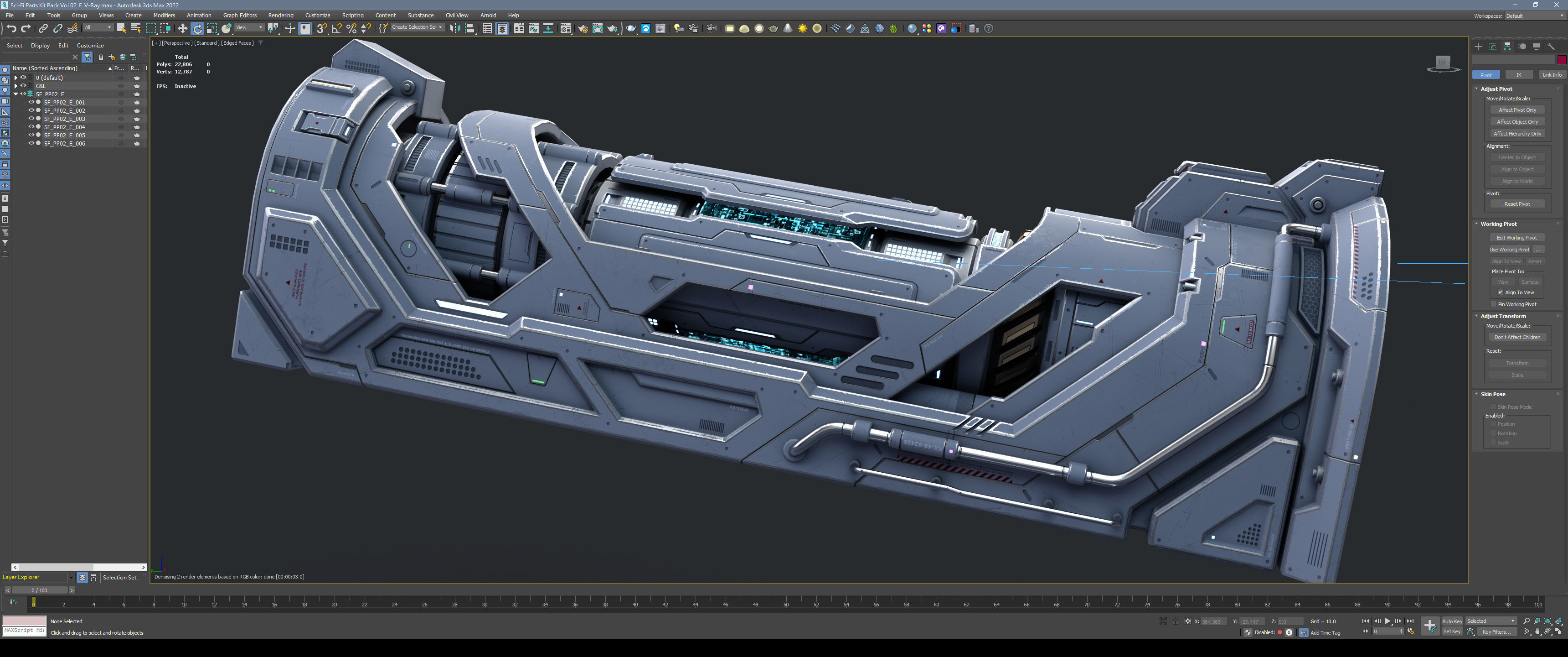 Sci-Fi Parts Kit Pack Vol 02 Column-PBR Low-poly 3D model_30