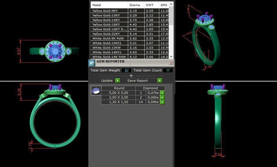 solitaire with ring sizes  8 part S108 3D print model_24