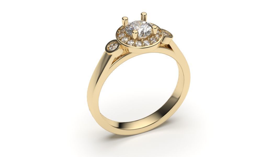 solitaire with ring sizes  8 part S108 3D print model_5