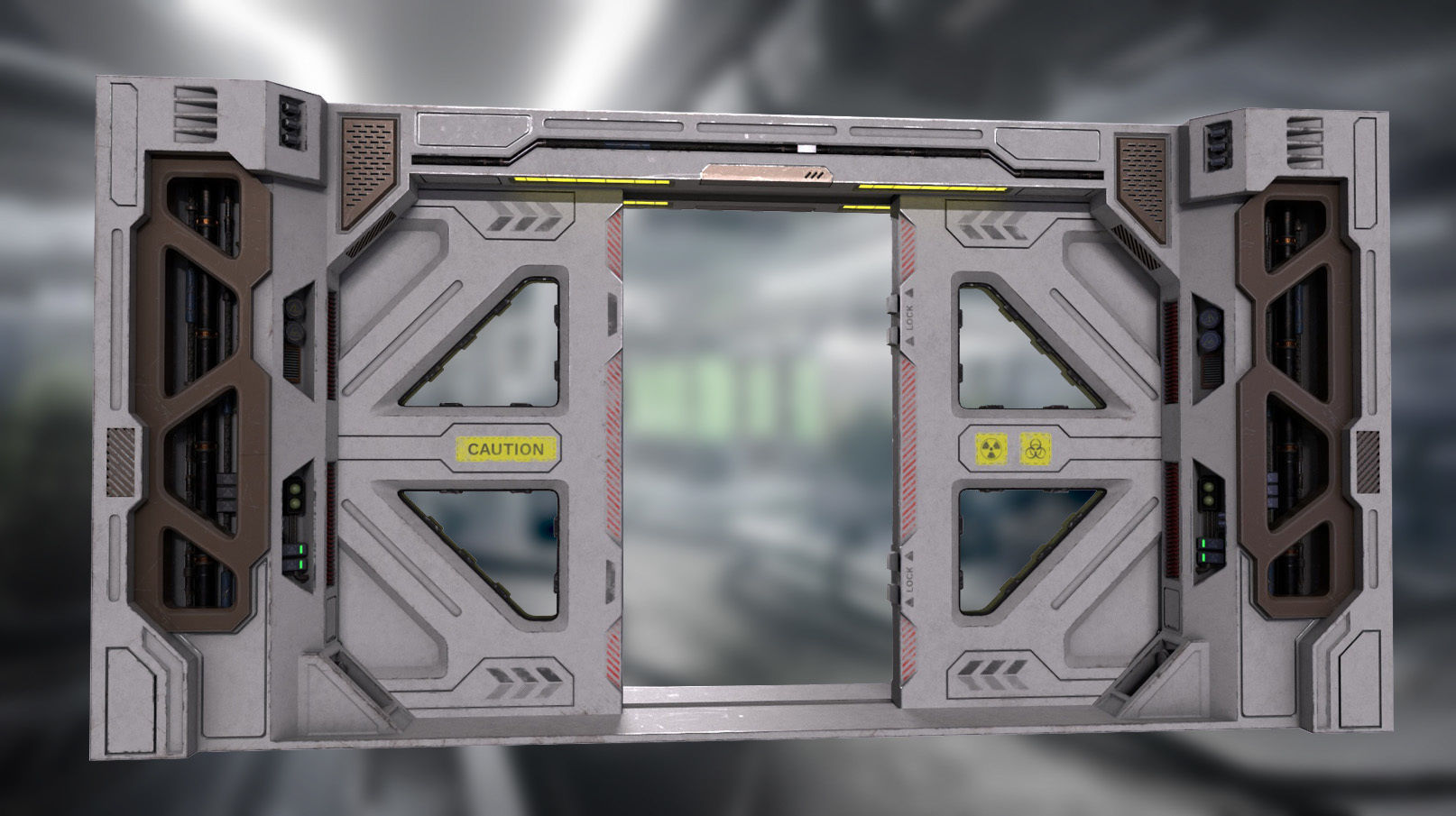 Scifi Laboratory moonbase Door  Low-poly 3D model_8